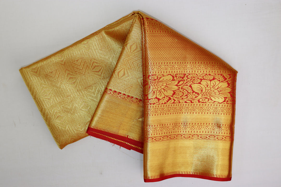 Mesmerizing Golden Yellow Kanjipuram Saree