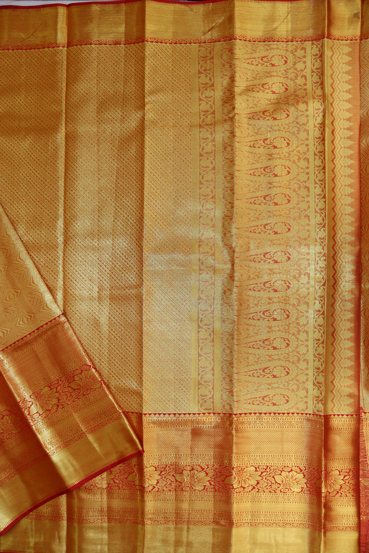 Mesmerizing Golden Yellow Kanjipuram Saree