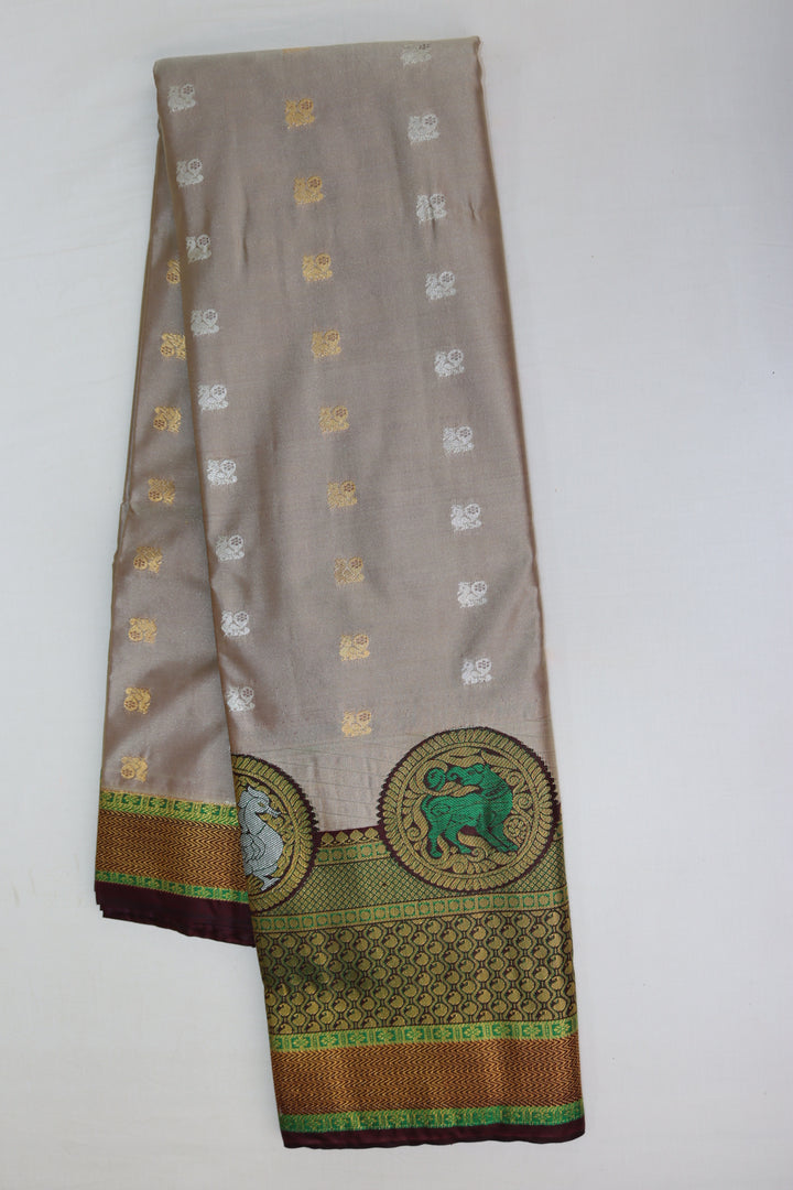 Stunning Light Brown Kanjipuram Saree