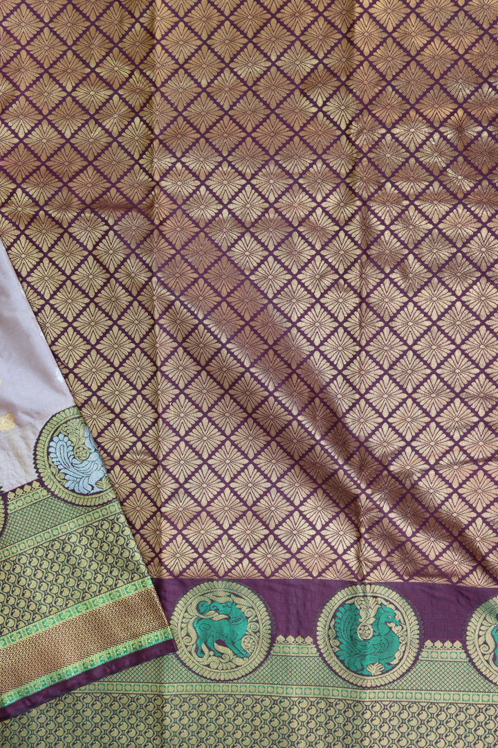 Stunning Light Brown Kanjipuram Saree