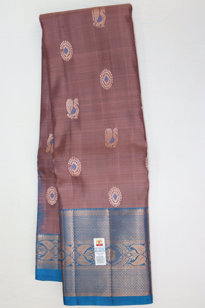 Mesmerizing Chacolate Brown Pure Kanjipuram Saree