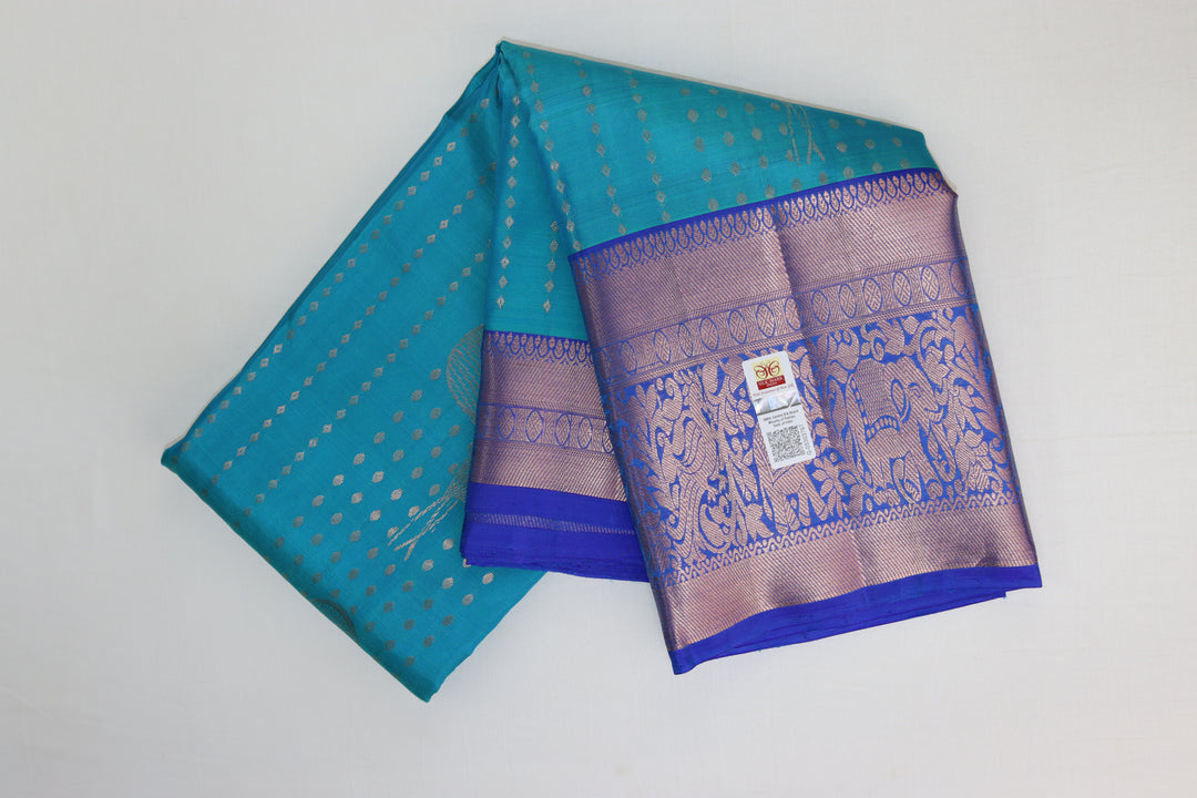 Radiant Blue Pure Kanjipuram Saree