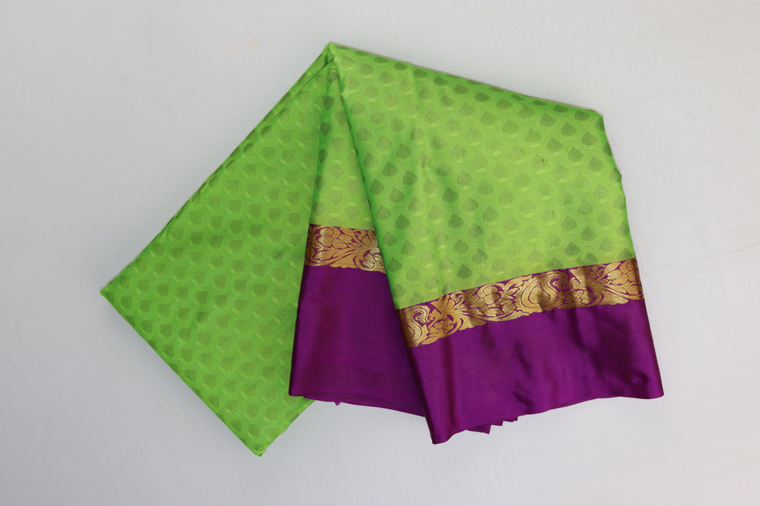 Enchanting Parrot Green Kanjipuram Saree