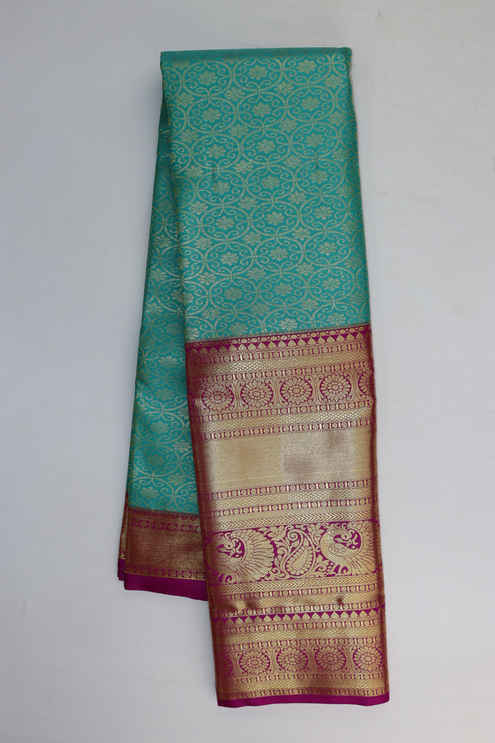 Enchanting Teal Green Kanjipuram Saree