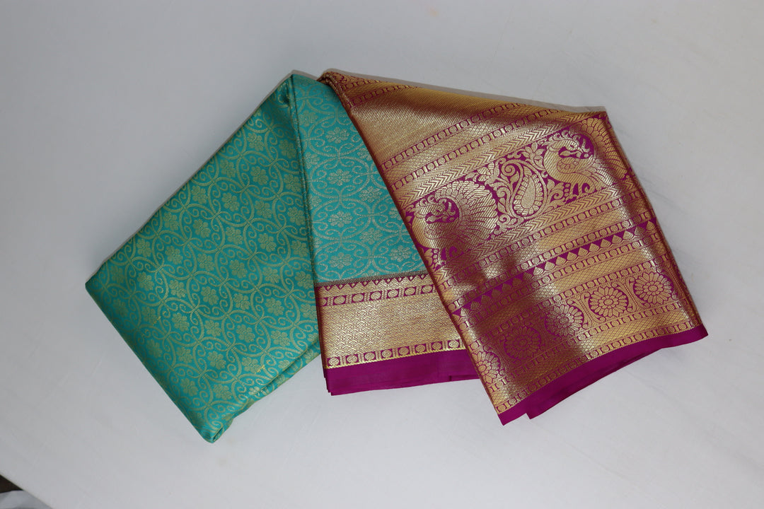 Enchanting Teal Green Kanjipuram Saree