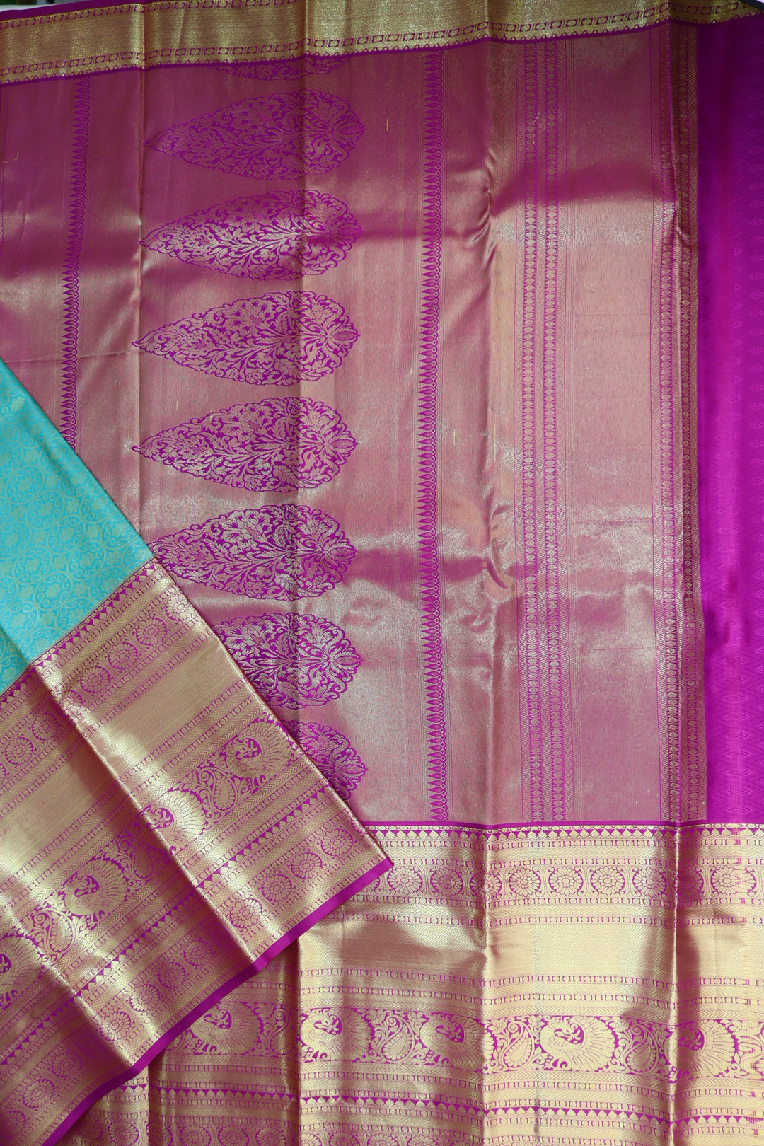 Enchanting Teal Green Kanjipuram Saree