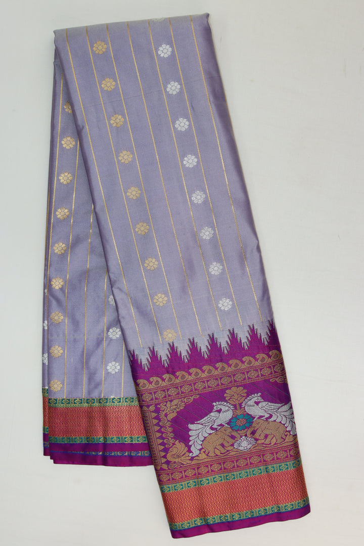 Stylish Light Lavender Kanjipuram Saree