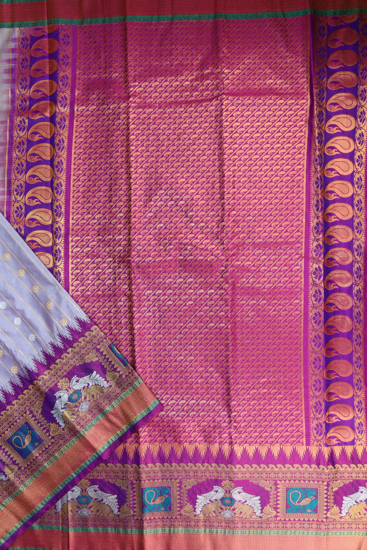 Stylish Light Lavender Kanjipuram Saree