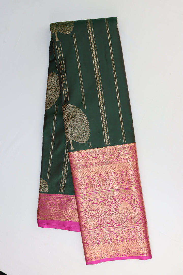 Elegant Dark Green Kanjipuram Saree