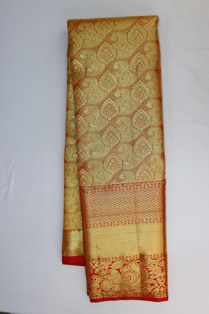 Classic Orange Tissue Kanjipuram Saree