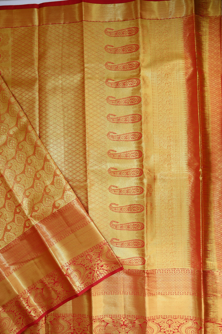 Classic Orange Tissue Kanjipuram Saree