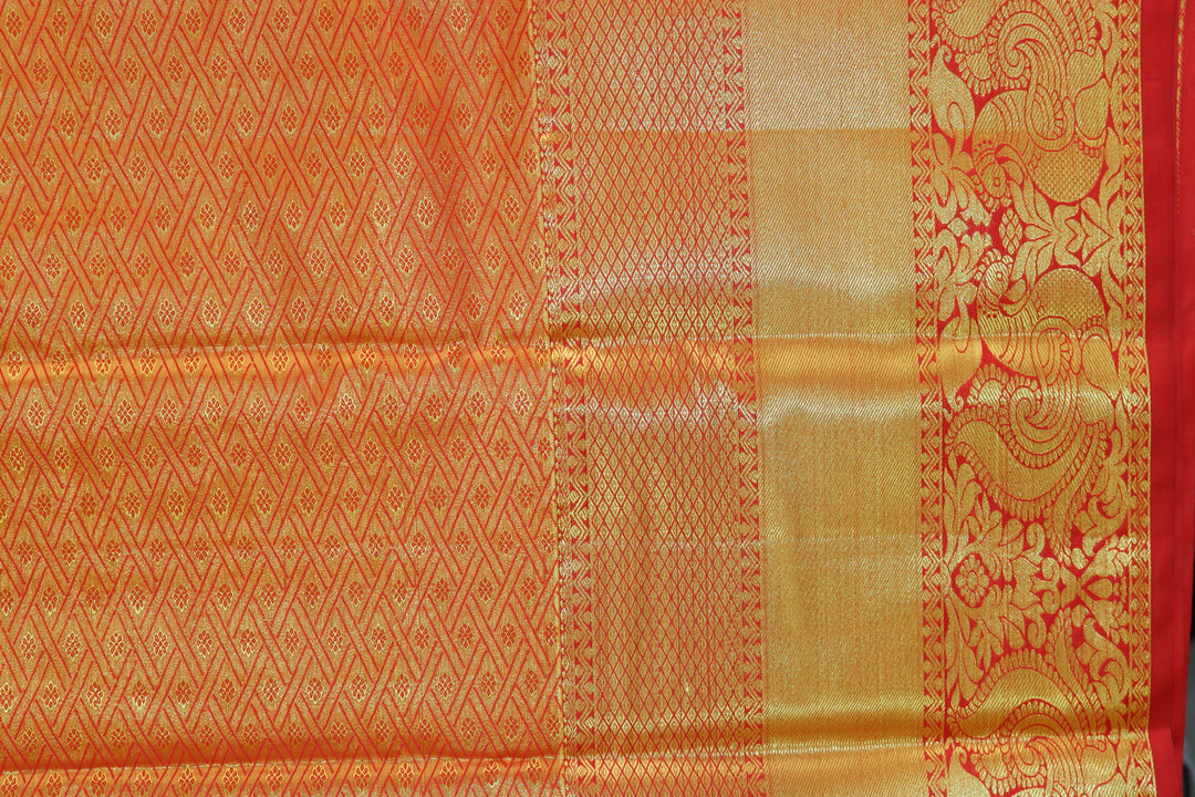 Classic Orange Tissue Kanjipuram Saree