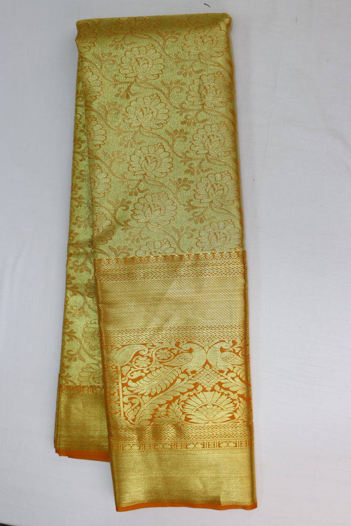 Classic Golden Yellow Tissue Kanjipuram Saree