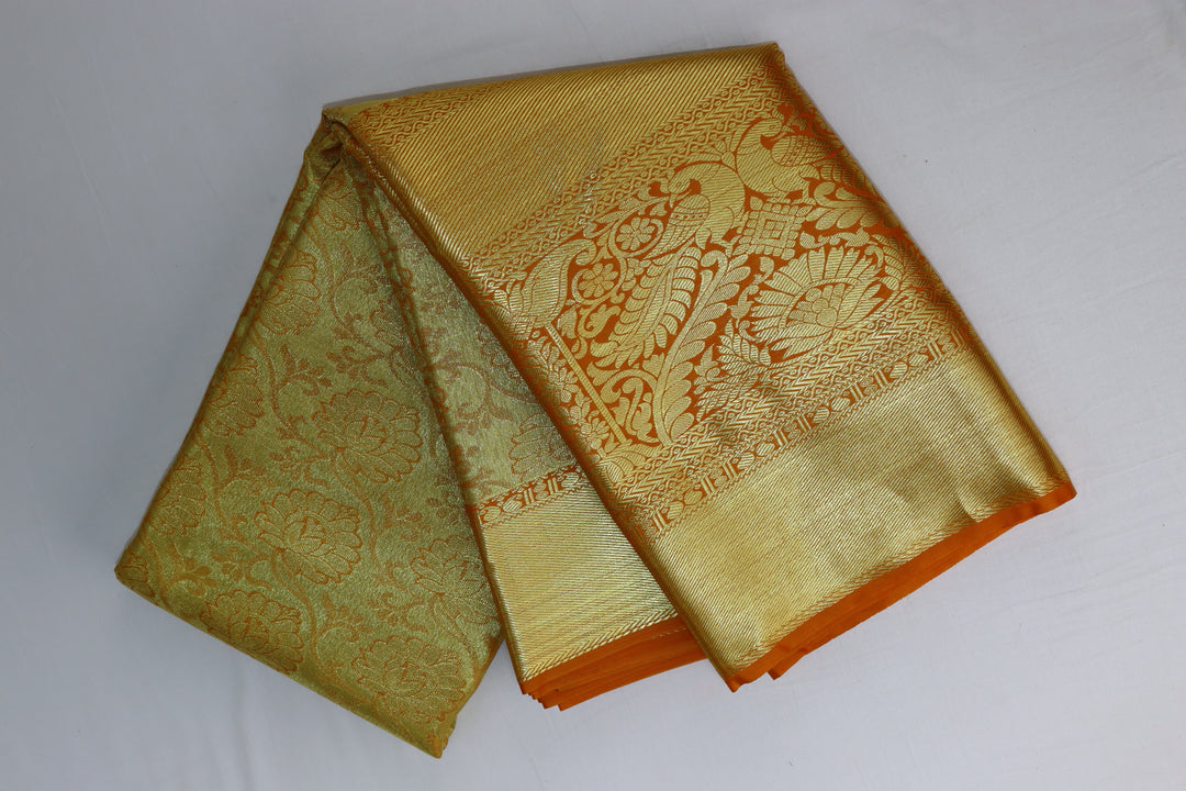 Classic Golden Yellow Tissue Kanjipuram Saree