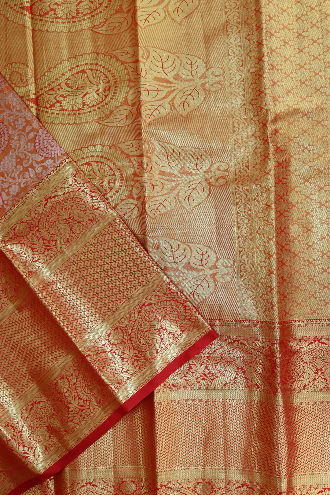 Elegant Orange Tissue Kanjipuram Saree