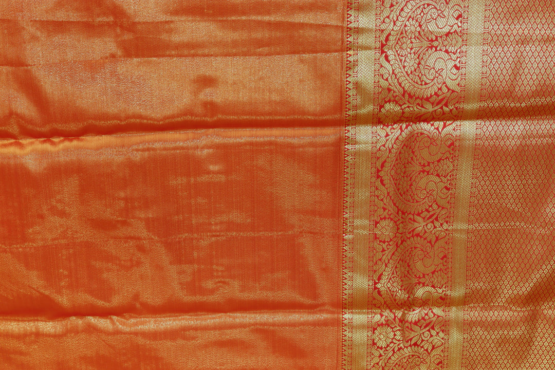 Elegant Orange Tissue Kanjipuram Saree