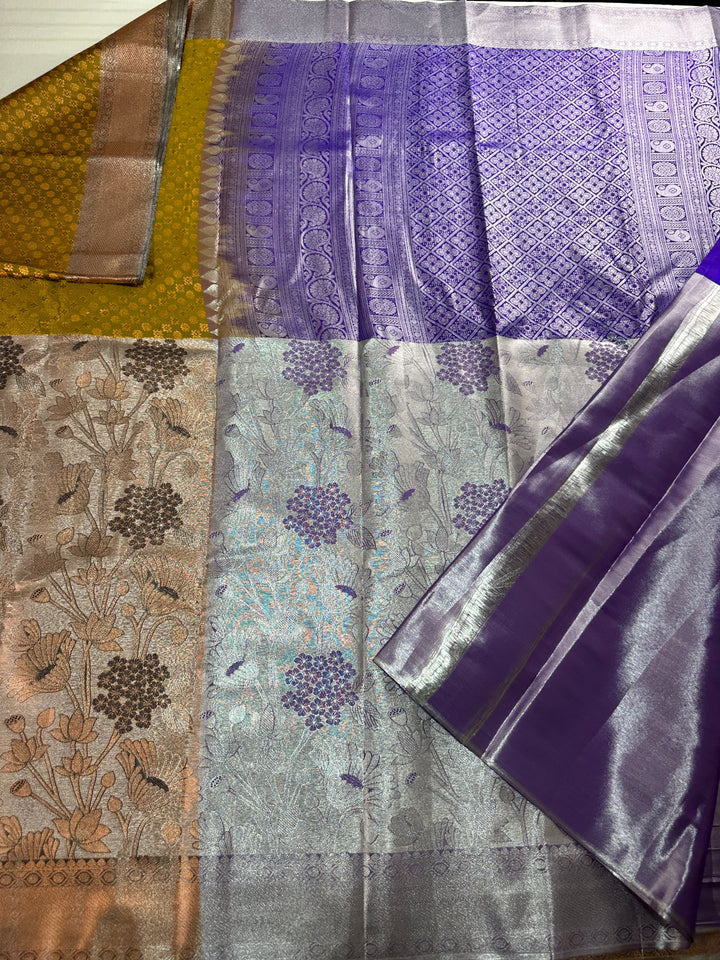 Olive with Thunder Grey Kanjipuram Silk Saree