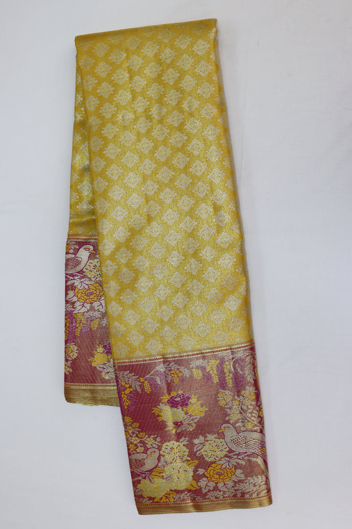 Stunning Yellow Tissue Kanjipuram Saree