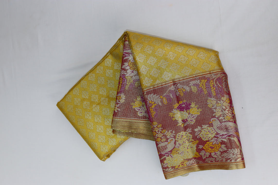 Stunning Yellow Tissue Kanjipuram Saree