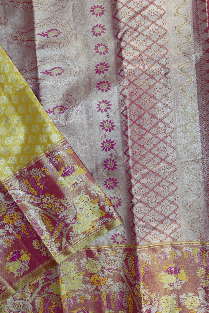 Stunning Yellow Tissue Kanjipuram Saree