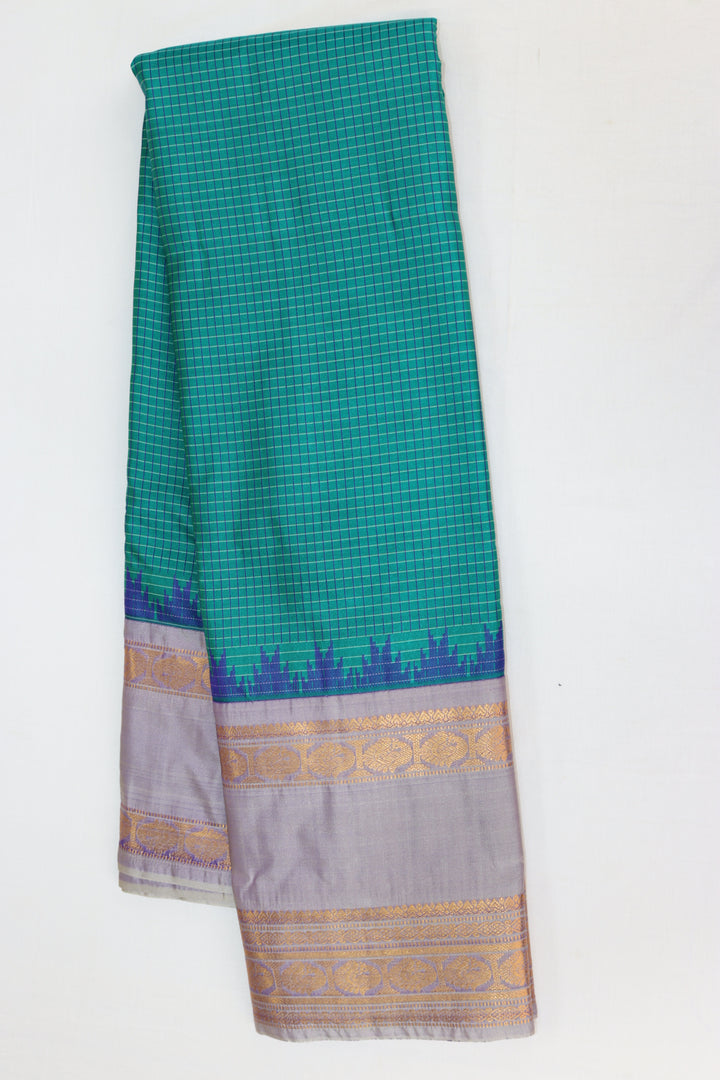 Exquisite Teal Green Kanjipuram Saree