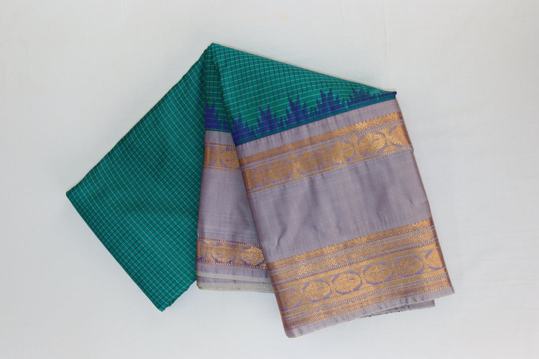 Exquisite Teal Green Kanjipuram Saree