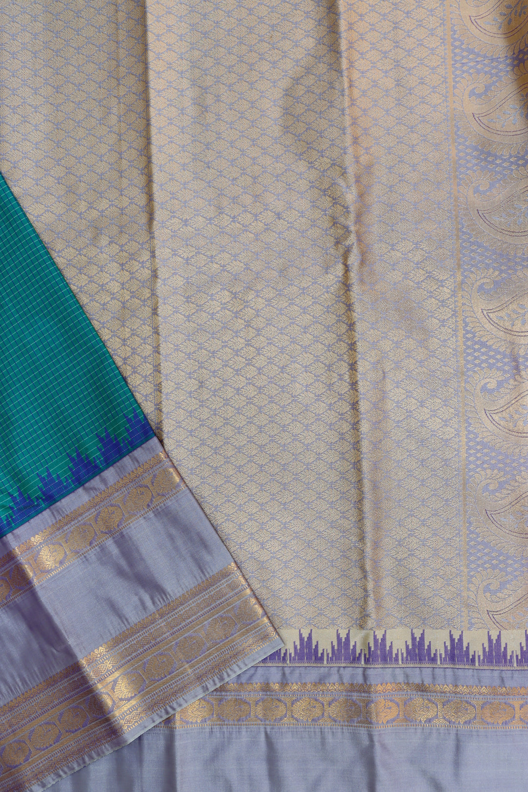 Exquisite Teal Green Kanjipuram Saree