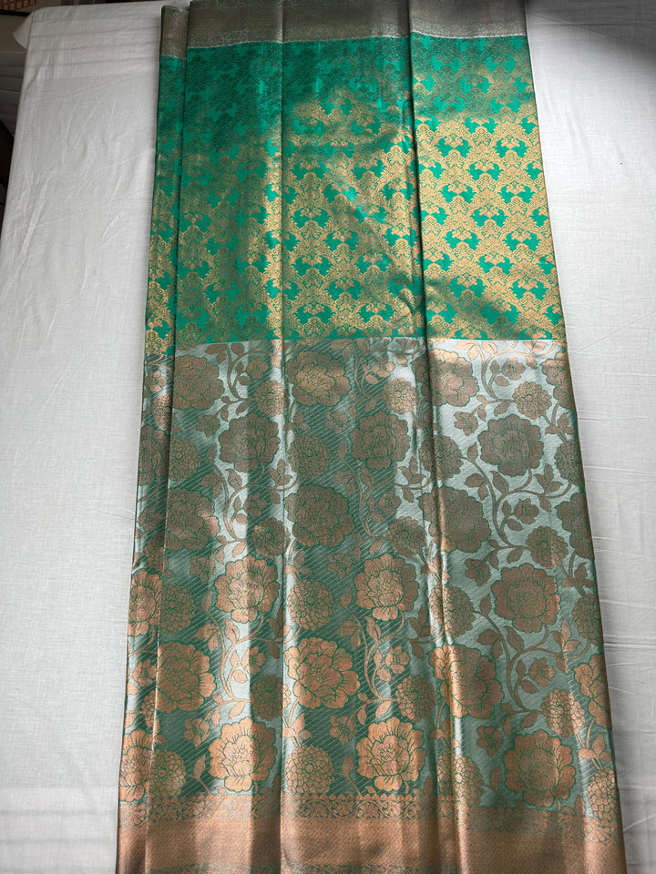 Amazing Emerald Green Kanjipuram Silk Saree