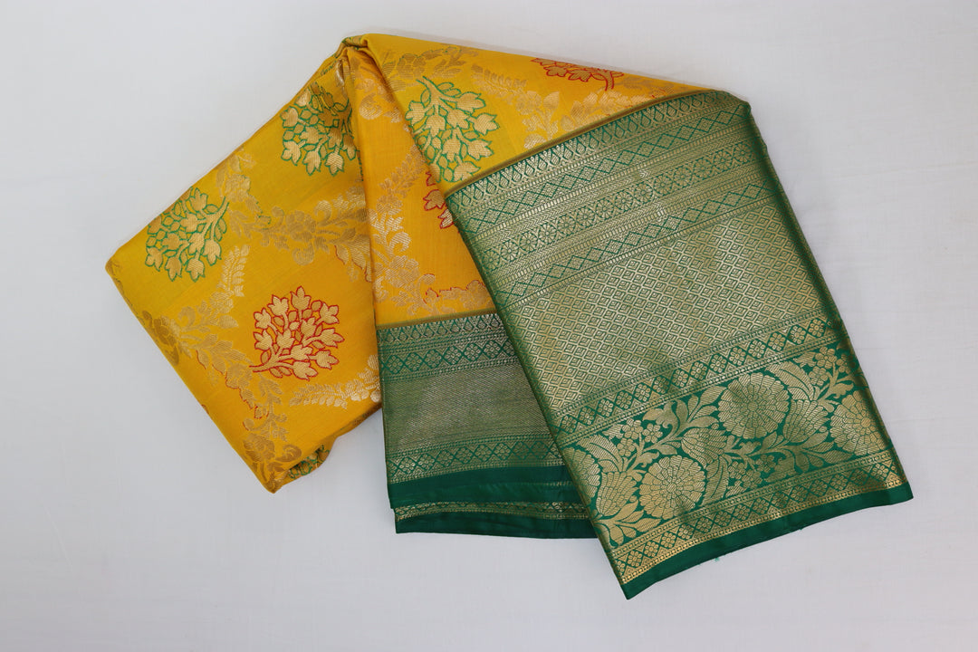 Rich Yellow Kanjipuram Saree