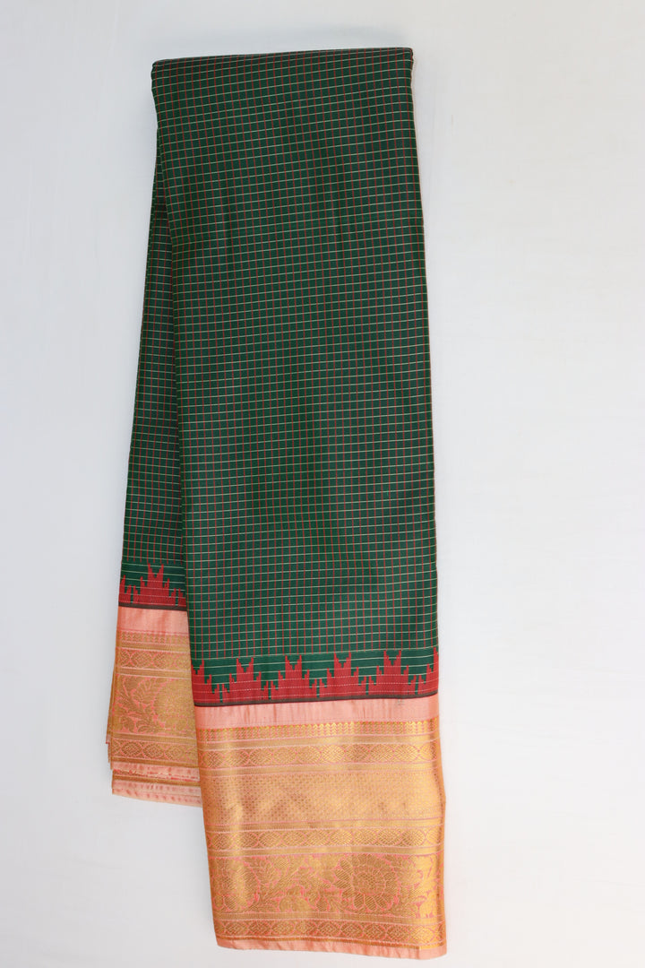 Captivating Dark Green Kanjipuram Saree