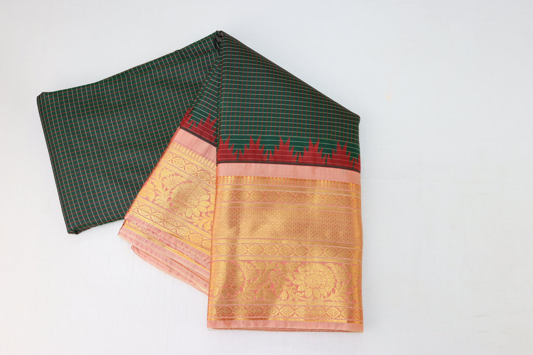 Captivating Dark Green Kanjipuram Saree