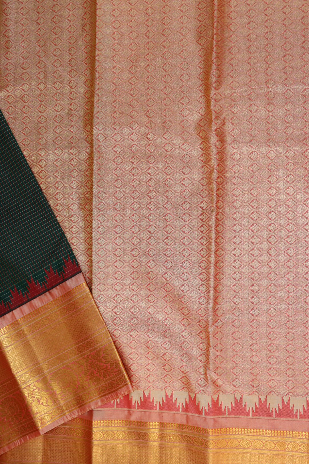 Captivating Dark Green Kanjipuram Saree