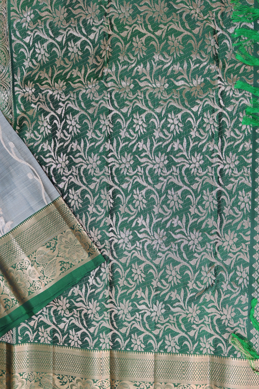 Royal Grey Pure Kanjipuram Saree