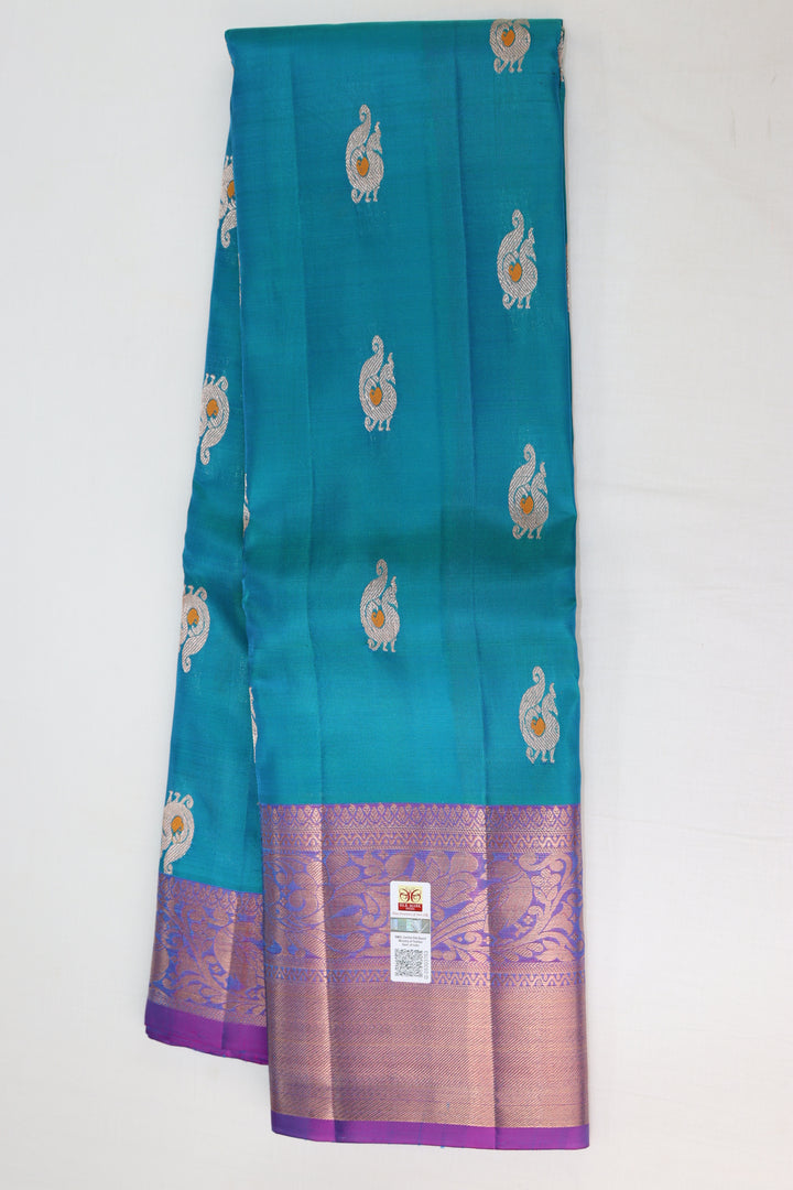 Royal Sea Blue Pure Kanjipuram Saree