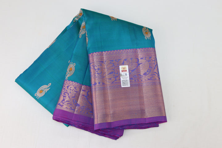 Royal Sea Blue Pure Kanjipuram Saree