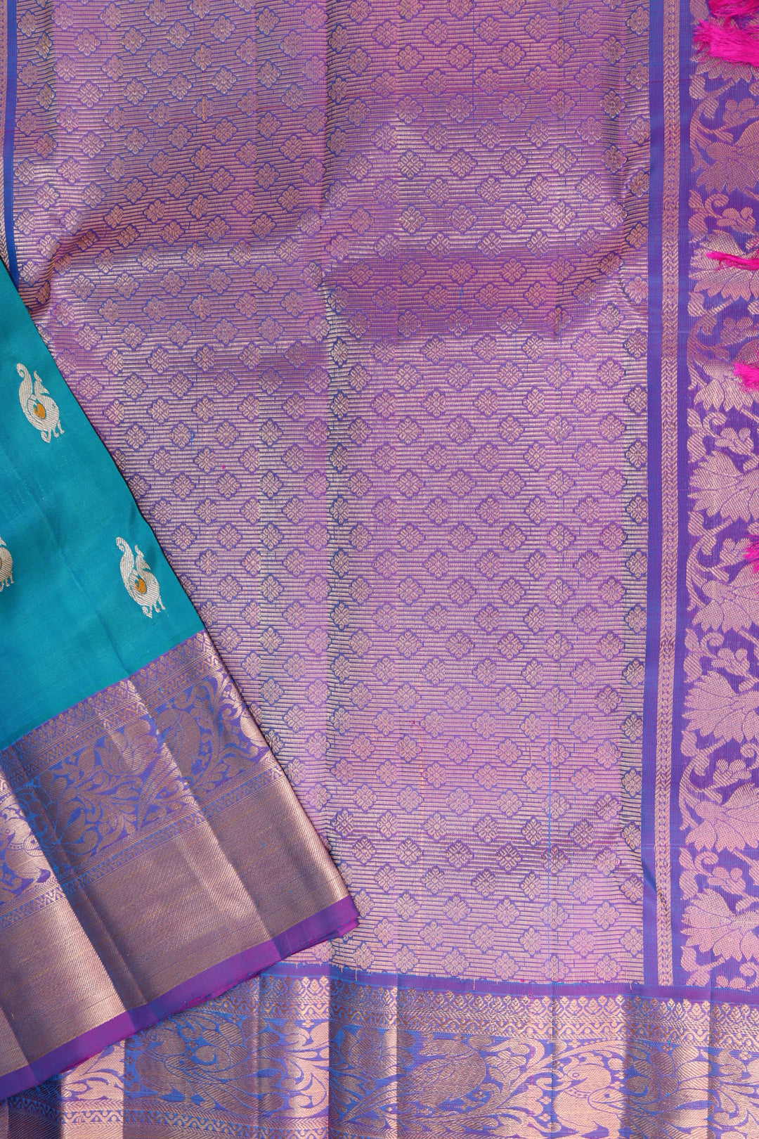 Royal Sea Blue Pure Kanjipuram Saree