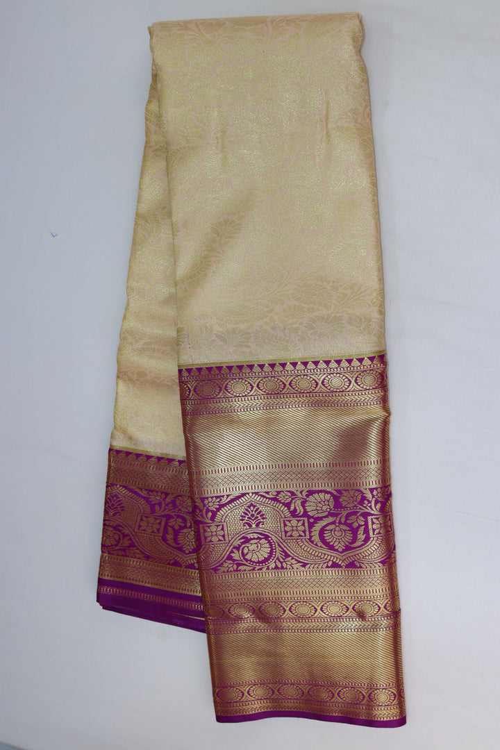 Opulent Cream Tissue Kanjipuram Saree