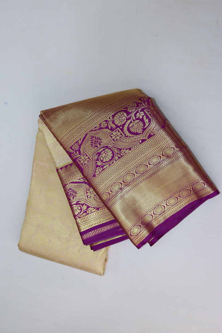 Opulent Cream Tissue Kanjipuram Saree