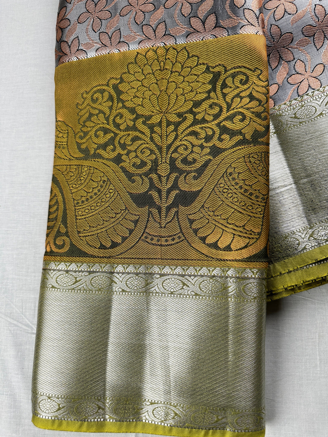 Trendy Shadow Grey Kanjipuram Silk Saree