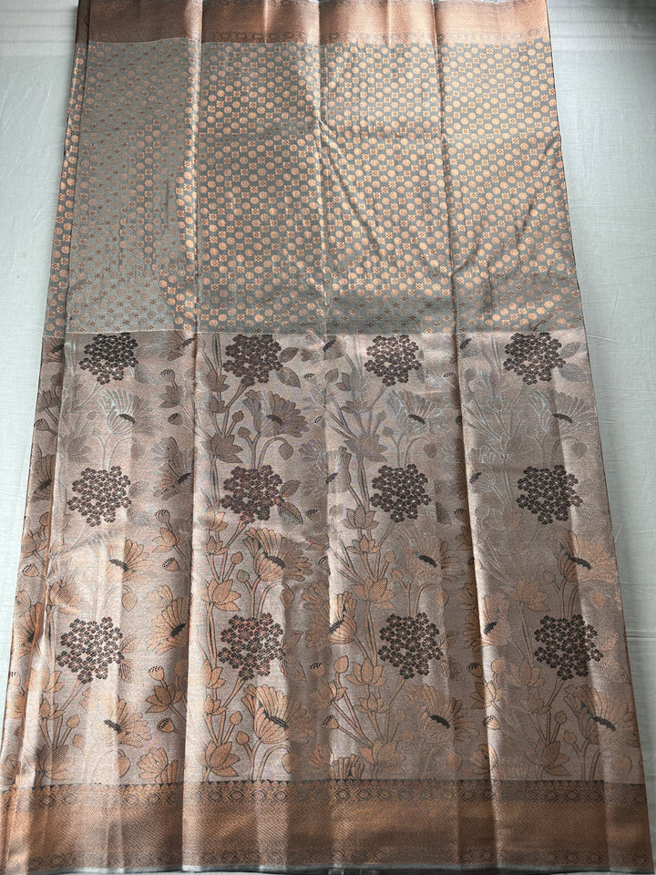 Graceful Grey Kanjipuram Silk Saree