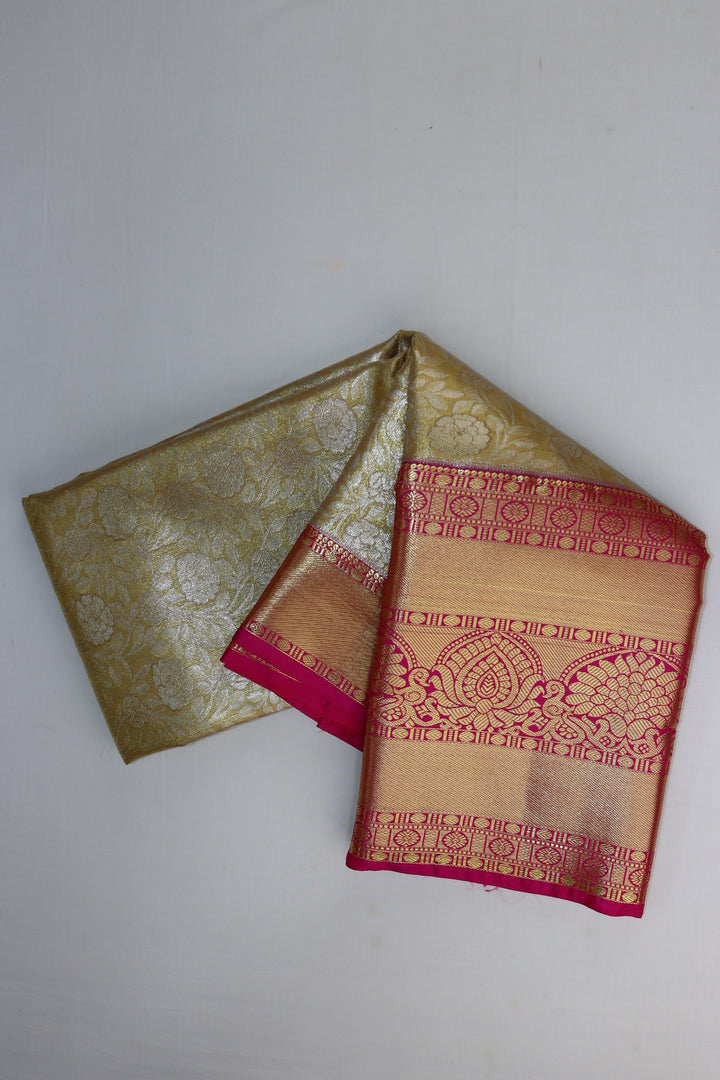 Stunning Yellow Tissue Kanjipuram Saree