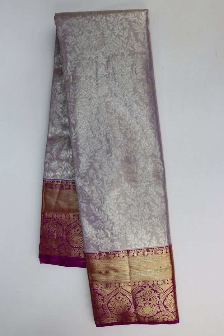 Mesmerizing Light Lavender Tissue Kanjipuram Saree