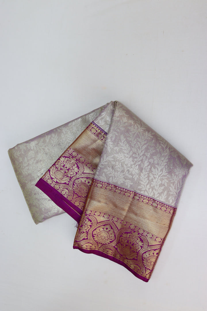 Mesmerizing Light Lavender Tissue Kanjipuram Saree