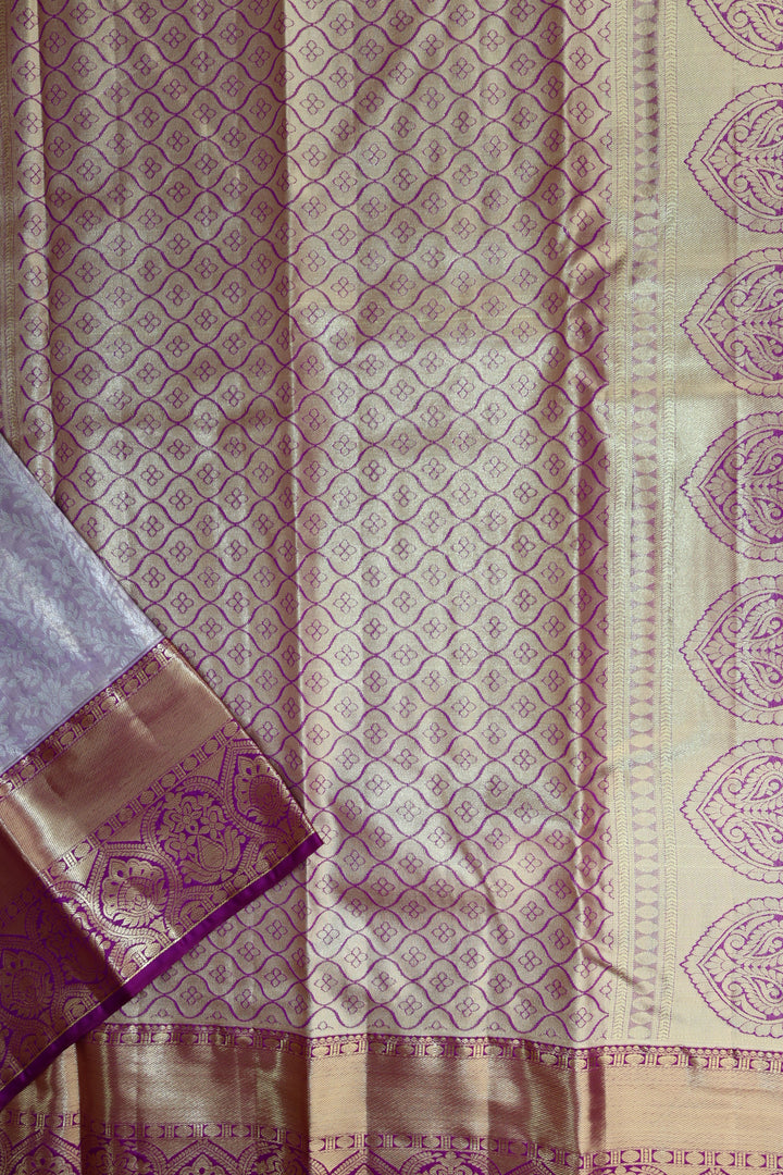 Mesmerizing Light Lavender Tissue Kanjipuram Saree