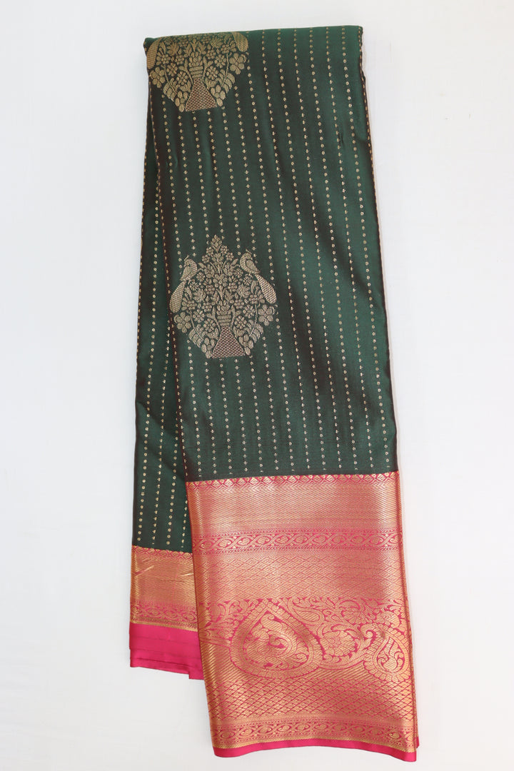 Stunning Dark Green Kanjipuram Saree