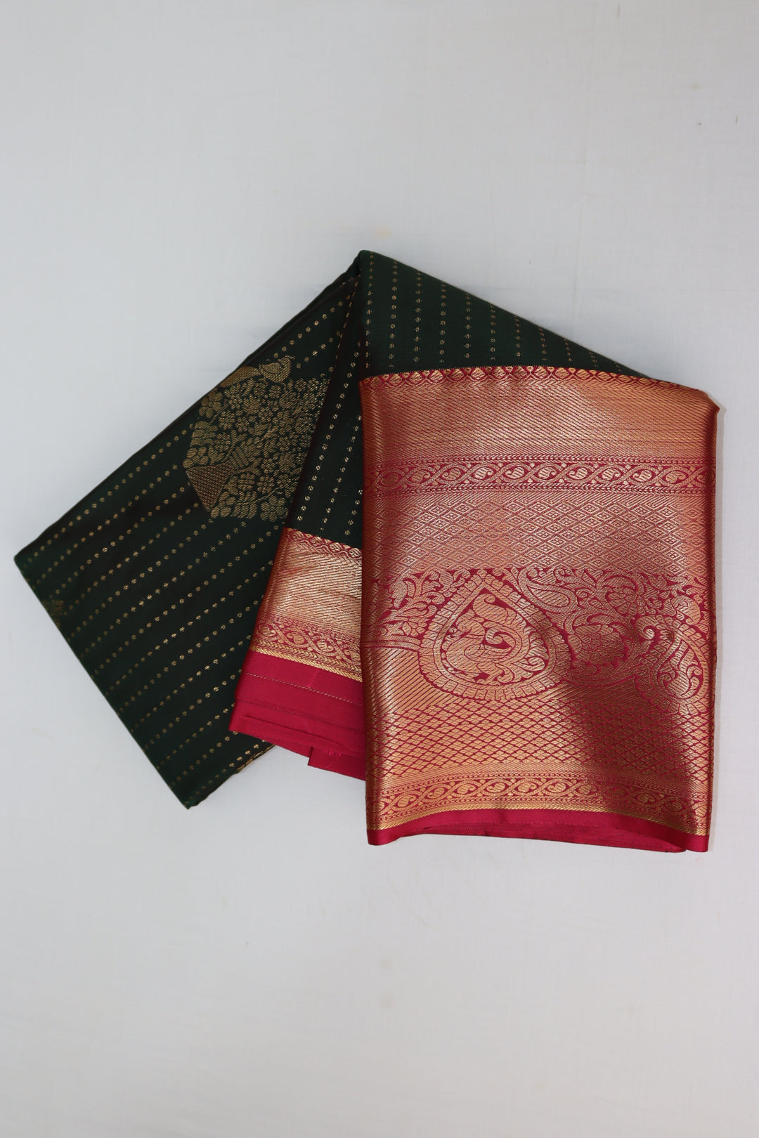 Stunning Dark Green Kanjipuram Saree