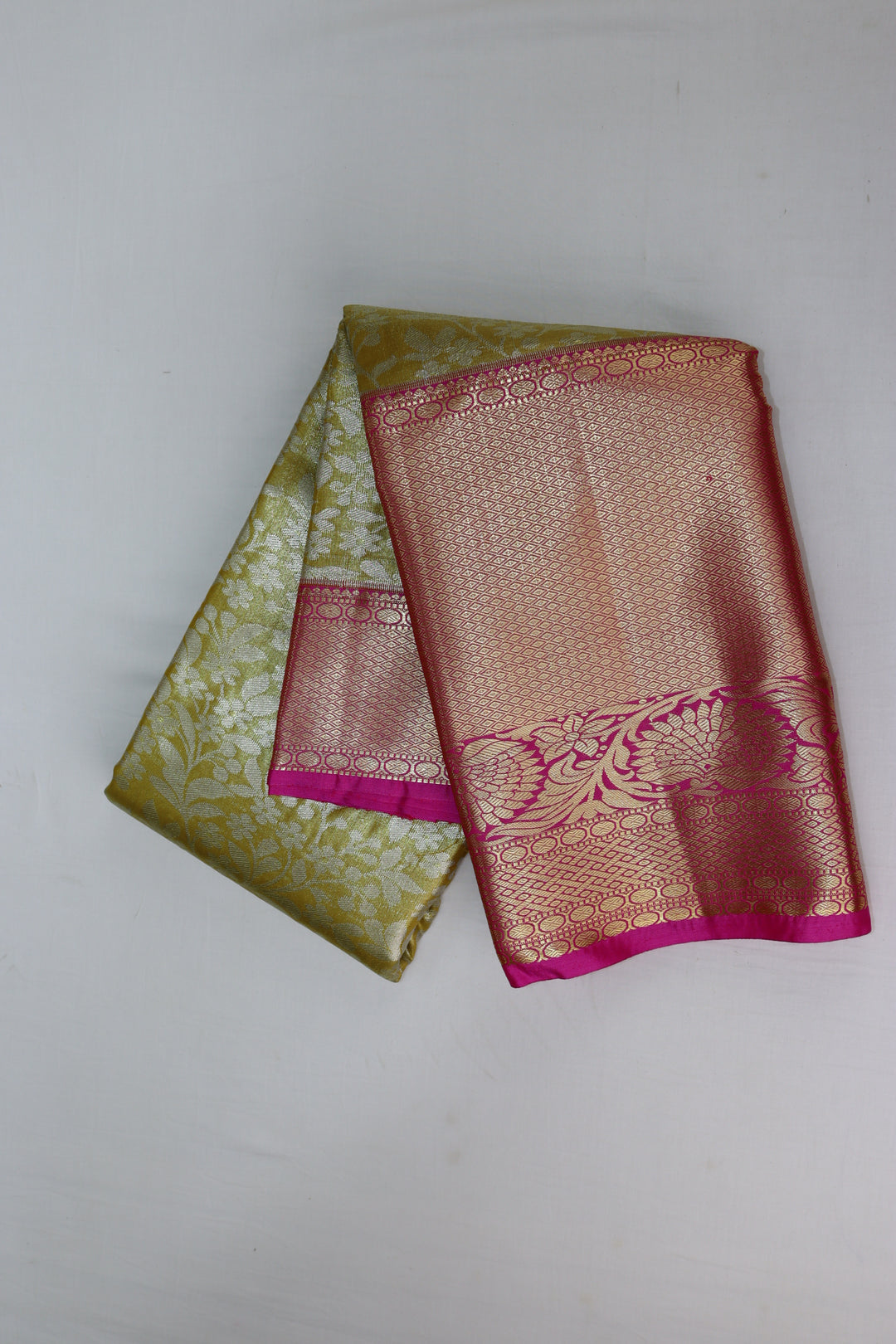 Elegant Olive Green Tissue Kanjipuram Saree