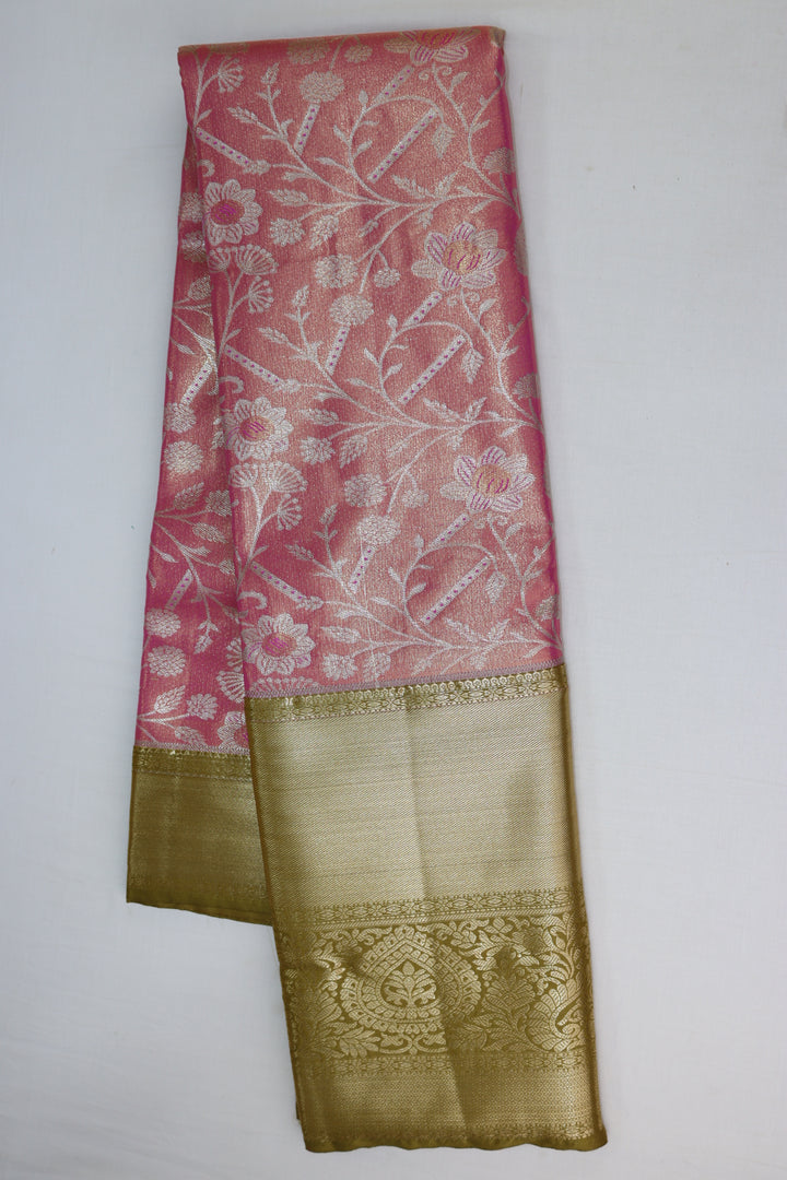 Timeless Peach Tissue Kanjipuram Saree