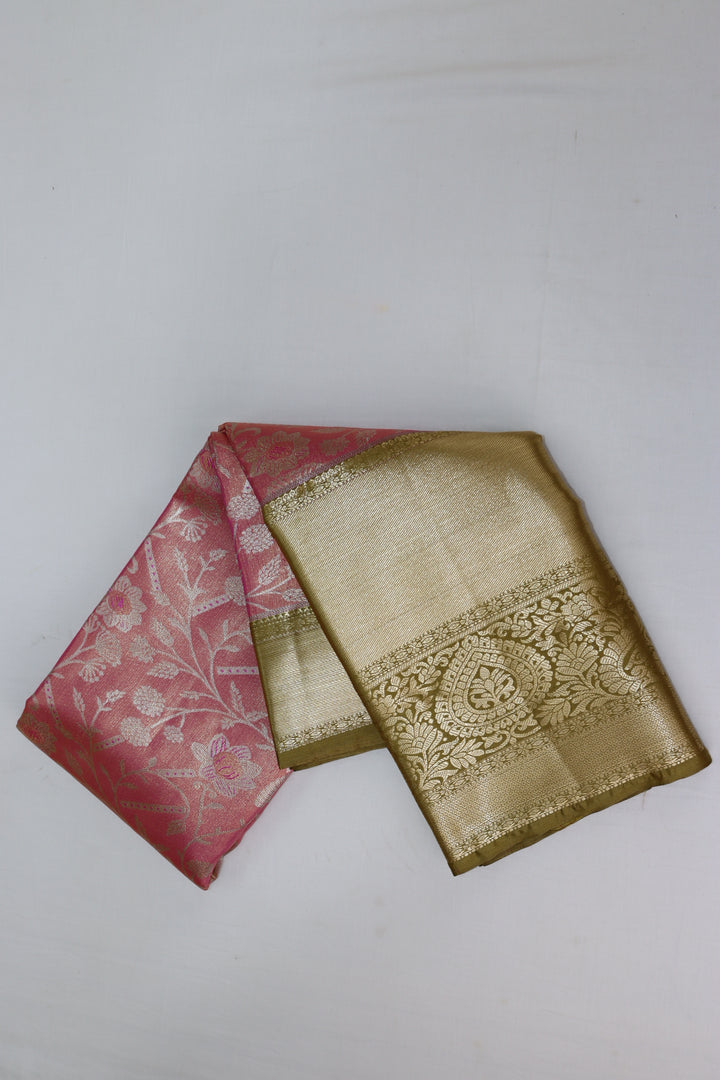 Timeless Peach Tissue Kanjipuram Saree