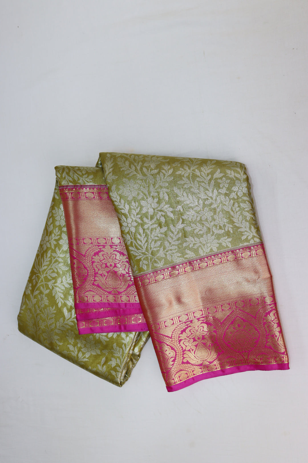 Amazing Olive Green Tissue Kanjipuram Saree